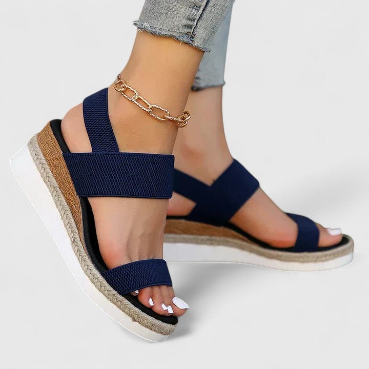 Merill orthopedic espadrille flatform sandals — styled view
