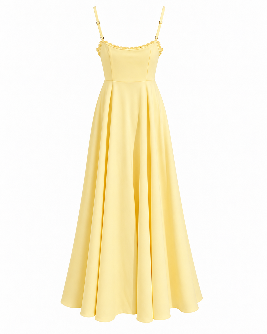 Woman wearing a corset A line midi dress with lace-trimmed sweetheart neckline and full circle skirt - view 6