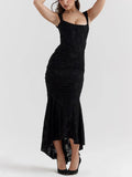 Floral corset formal maxi dress with ruched waist and fishtail hem - view 13