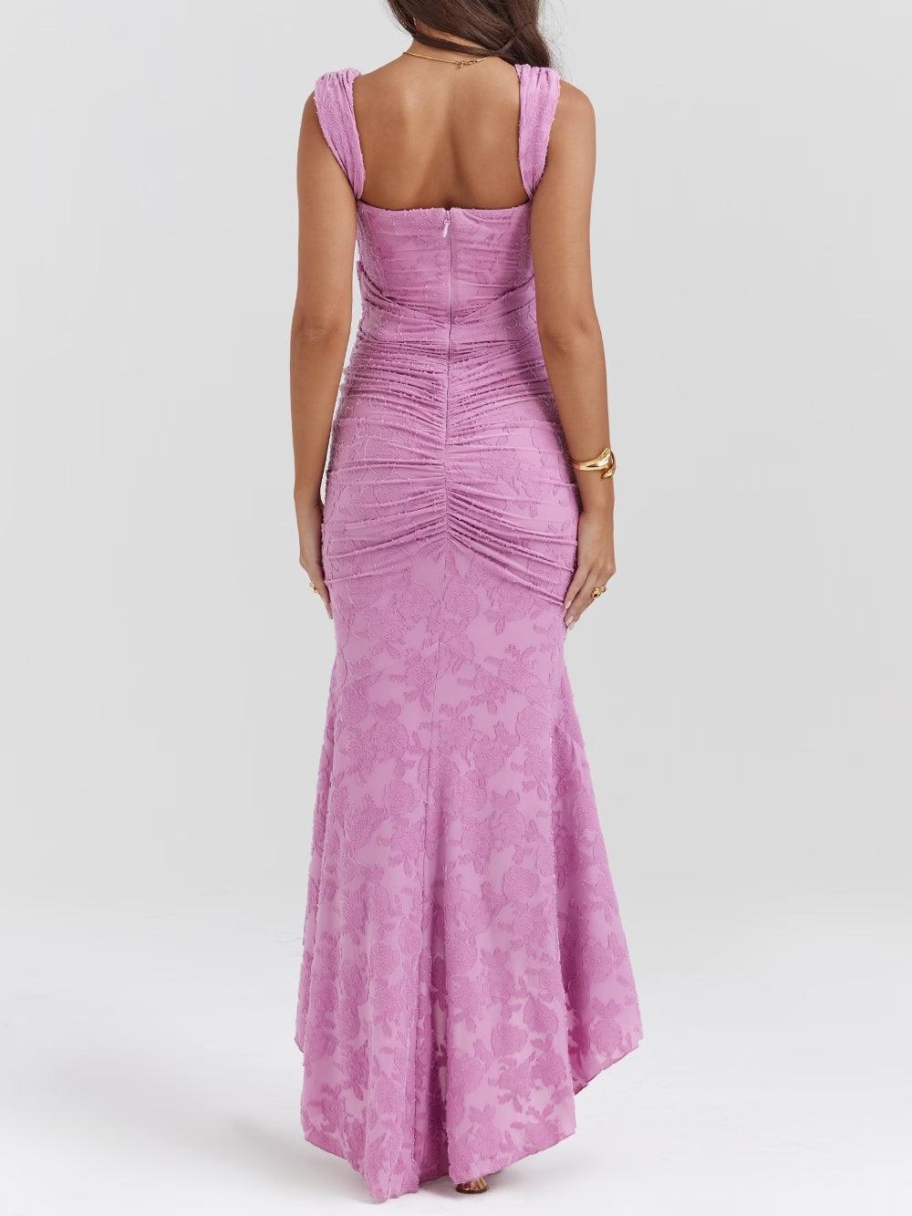 Floral corset formal maxi dress with ruched waist and fishtail hem - view 20