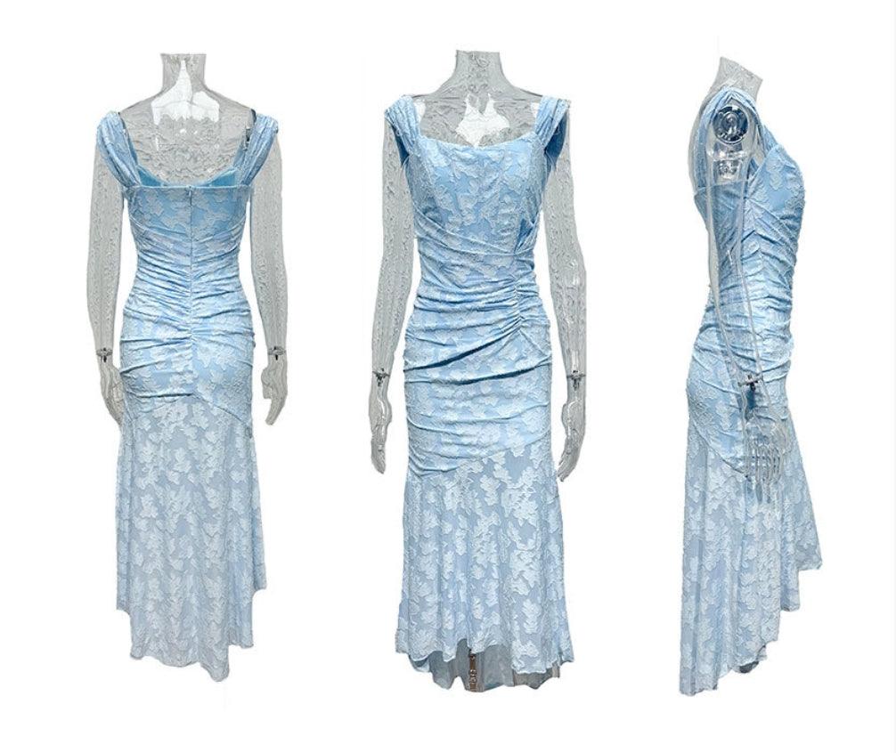 Floral corset formal maxi dress with ruched waist and fishtail hem - view 8