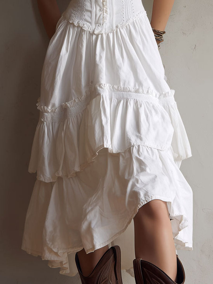 Esme | Boho Corset Tiered Midi Dress