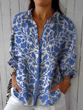 Maggie botanical print oversized shirt — front view