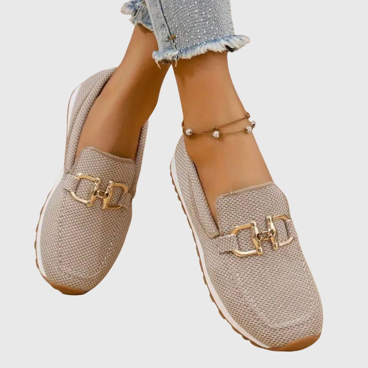 Nadia orthopedic horsebit knit loafers — back view