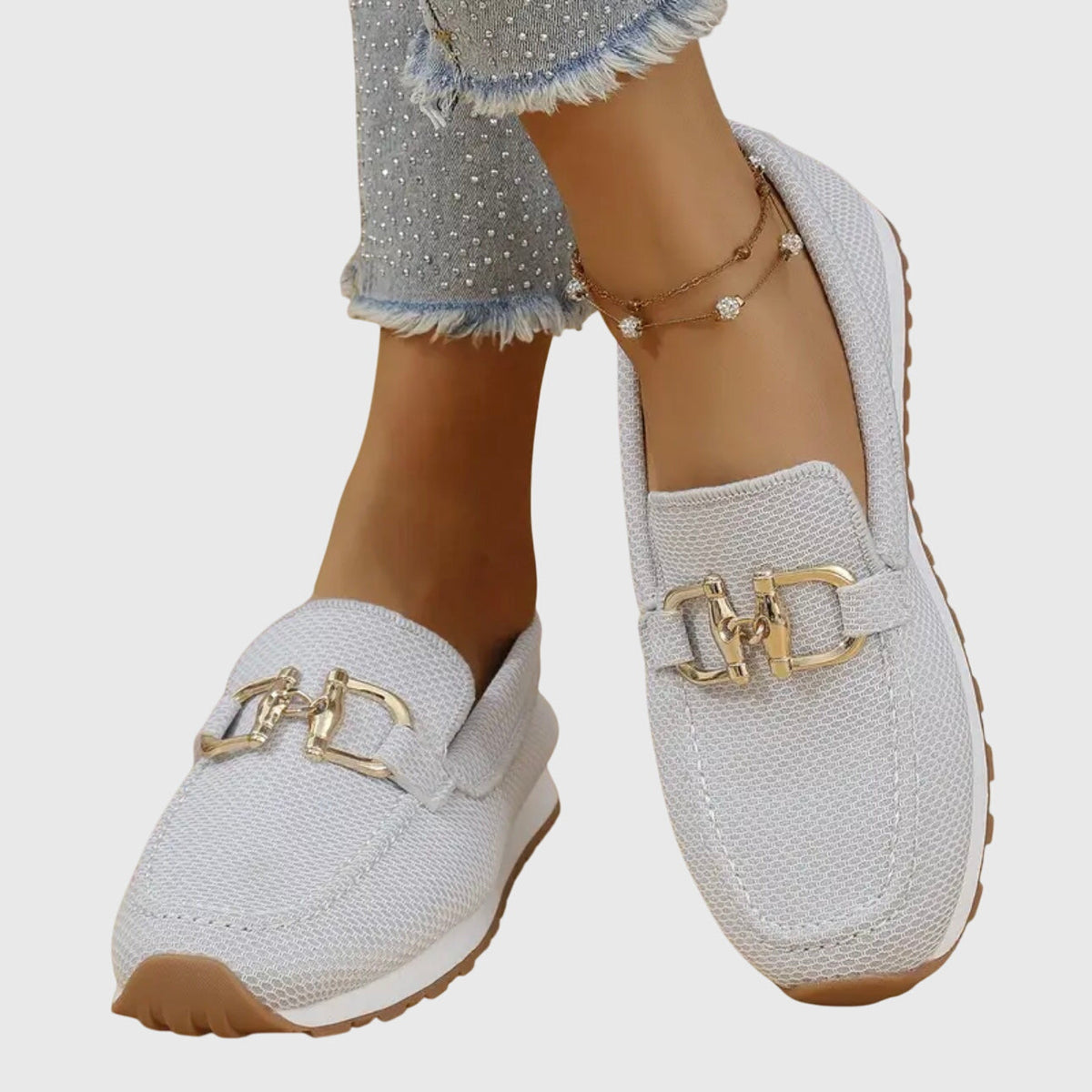 Nadia orthopedic horsebit knit loafers — back view