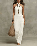 Mira | Linen Halter Neck Resort Maxi Dress