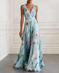 Eloise | Chiffon Floral V Neck Wedding Guest Maxi Dress
