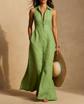Valerie | Sleeveless Lapel Button Front Shirt Dress