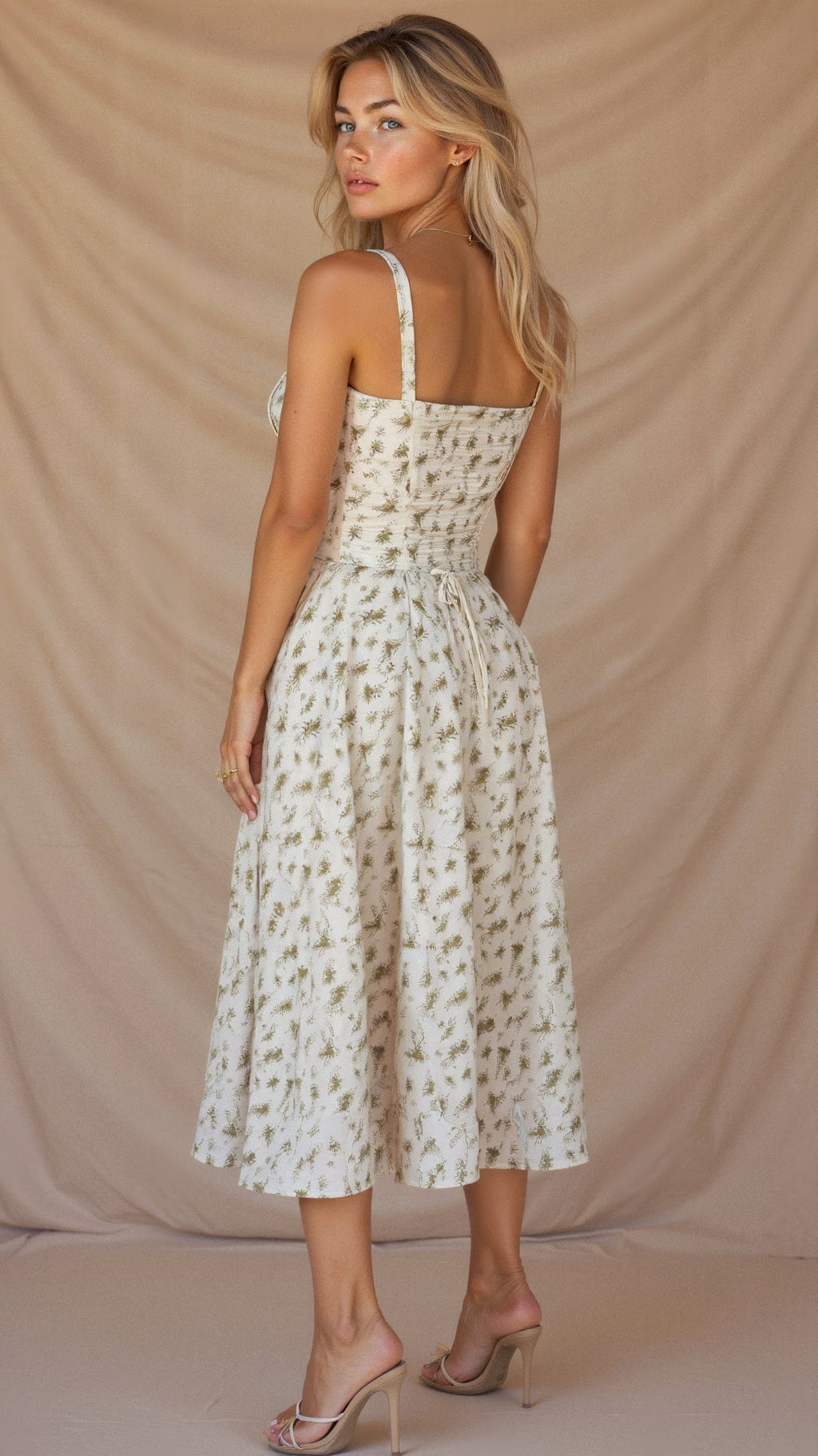 Clarissa corset midi dress with sweetheart neckline and flared skirt - view 10