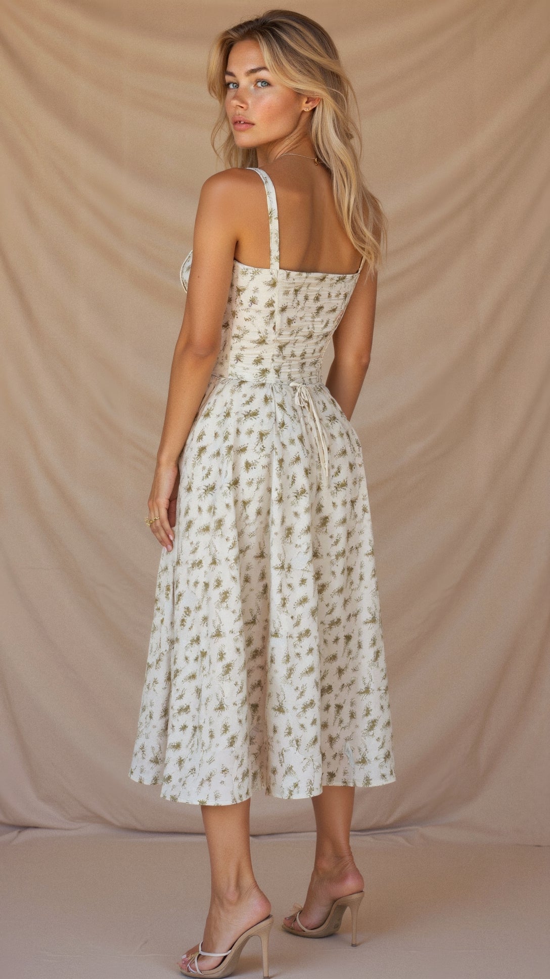 Clarissa corset midi dress with sweetheart neckline and flared skirt - view 10