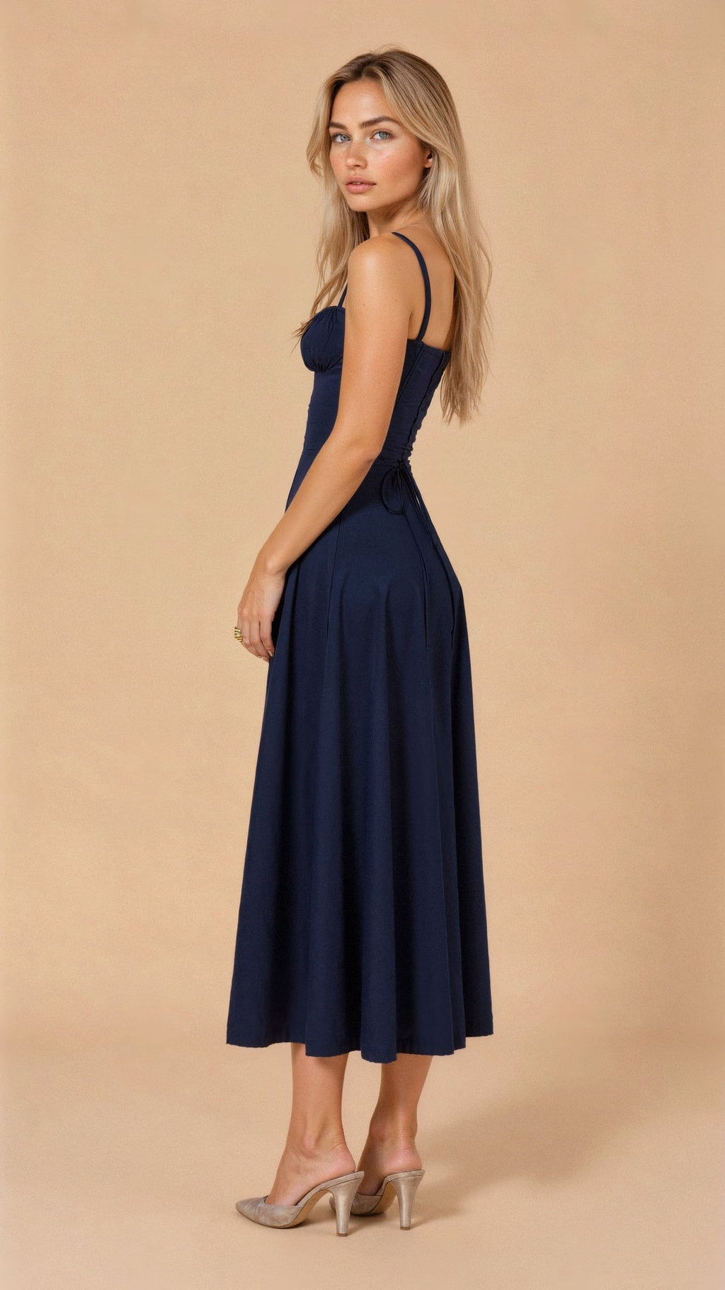 Clarissa corset midi dress with sweetheart neckline and flared skirt - view 16