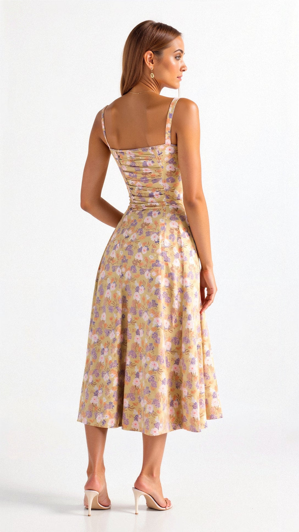 Clarissa corset midi dress with sweetheart neckline and flared skirt - view 2