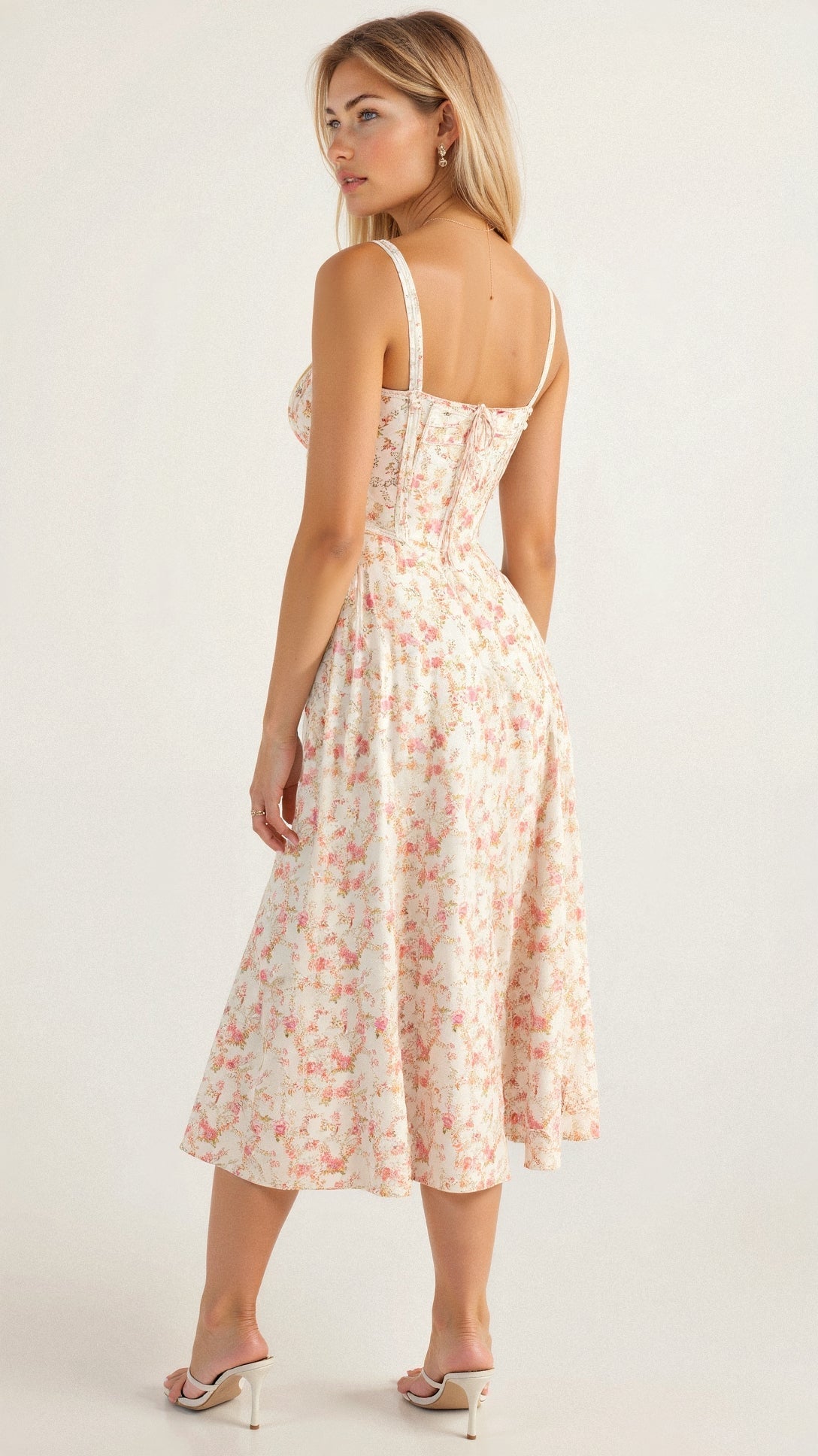 Clarissa corset midi dress with sweetheart neckline and flared skirt - view 6