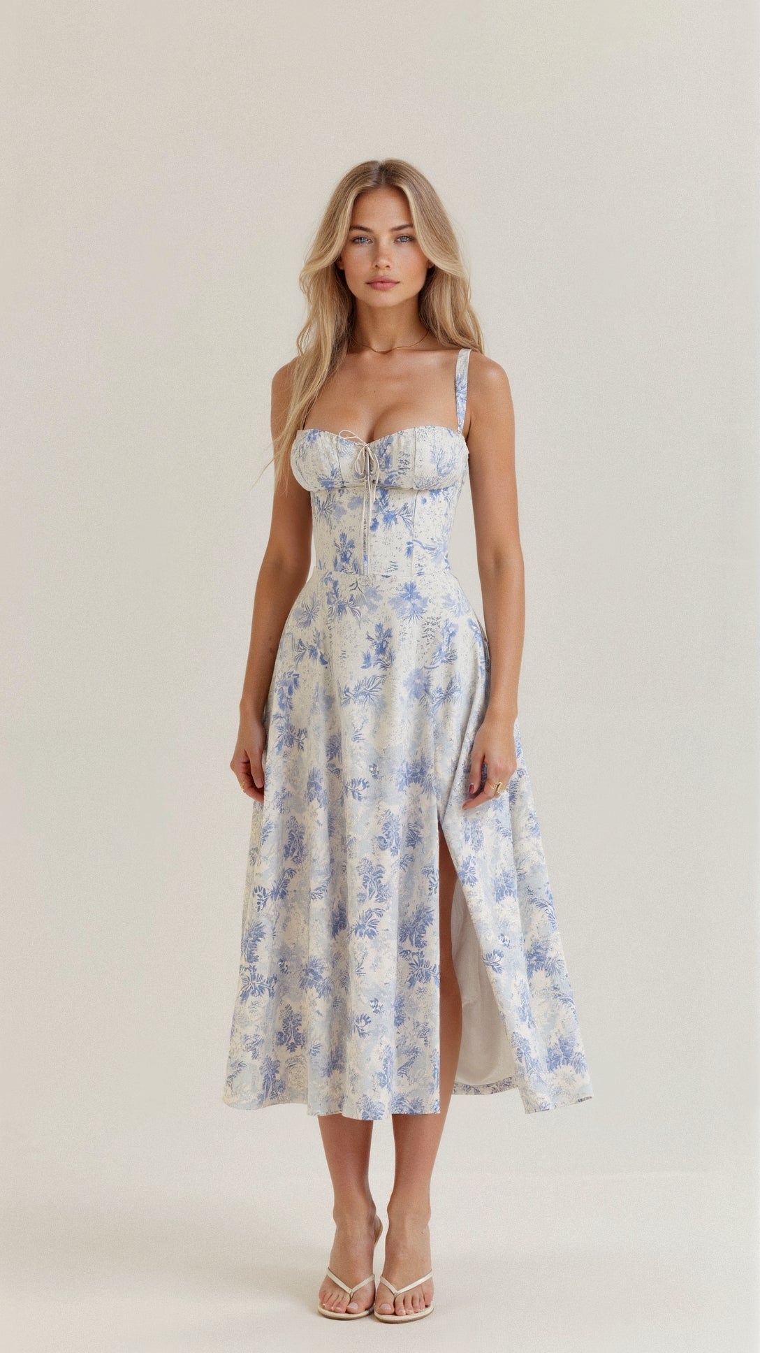 Clarissa corset midi dress with sweetheart neckline and flared skirt - view 7
