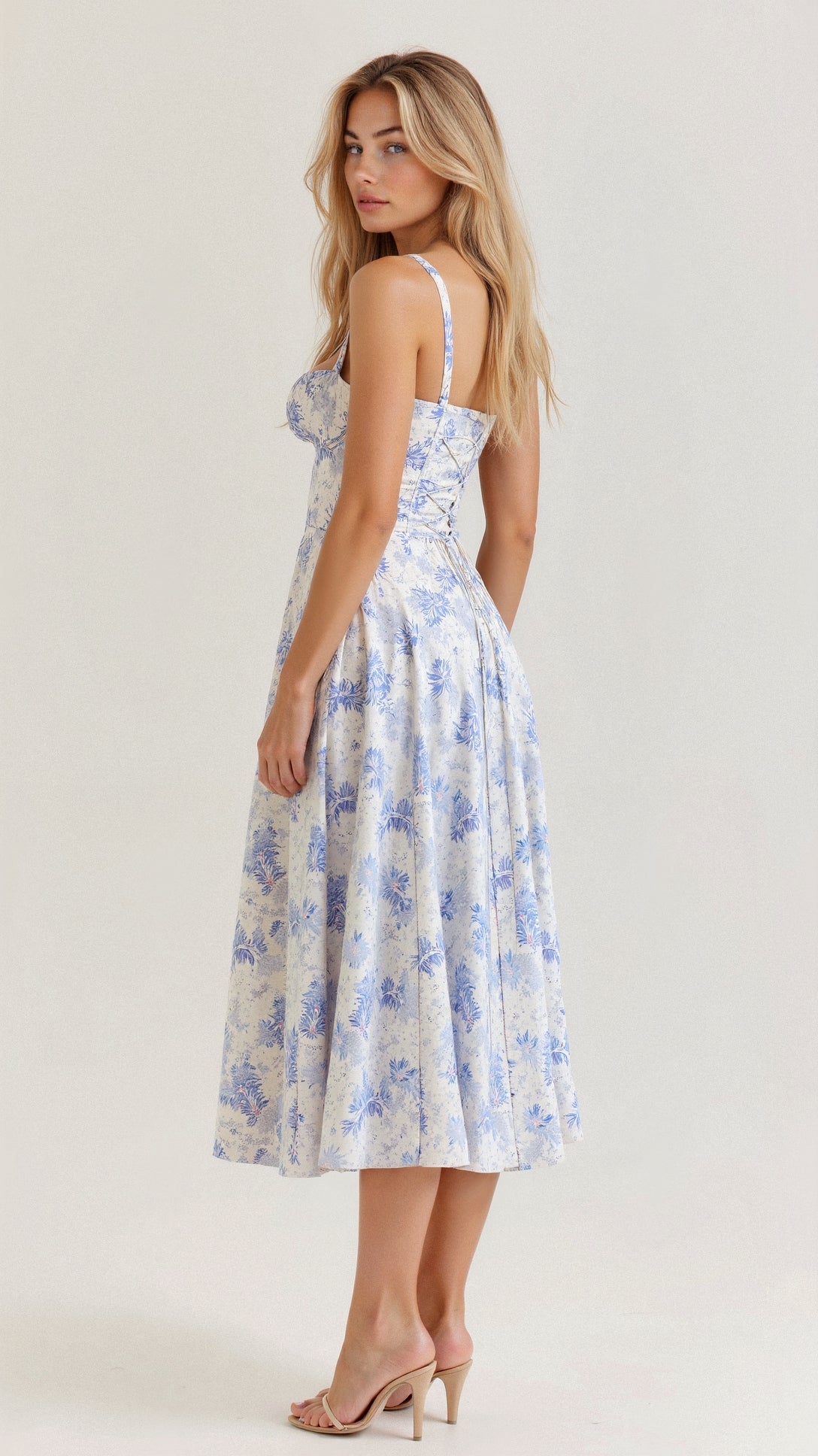 Clarissa corset midi dress with sweetheart neckline and flared skirt - view 8