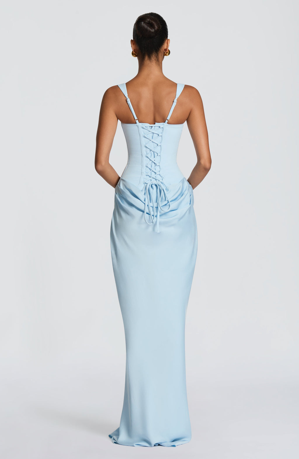 Caroline | Draped Square Neck Corset Back Maxi Dress
