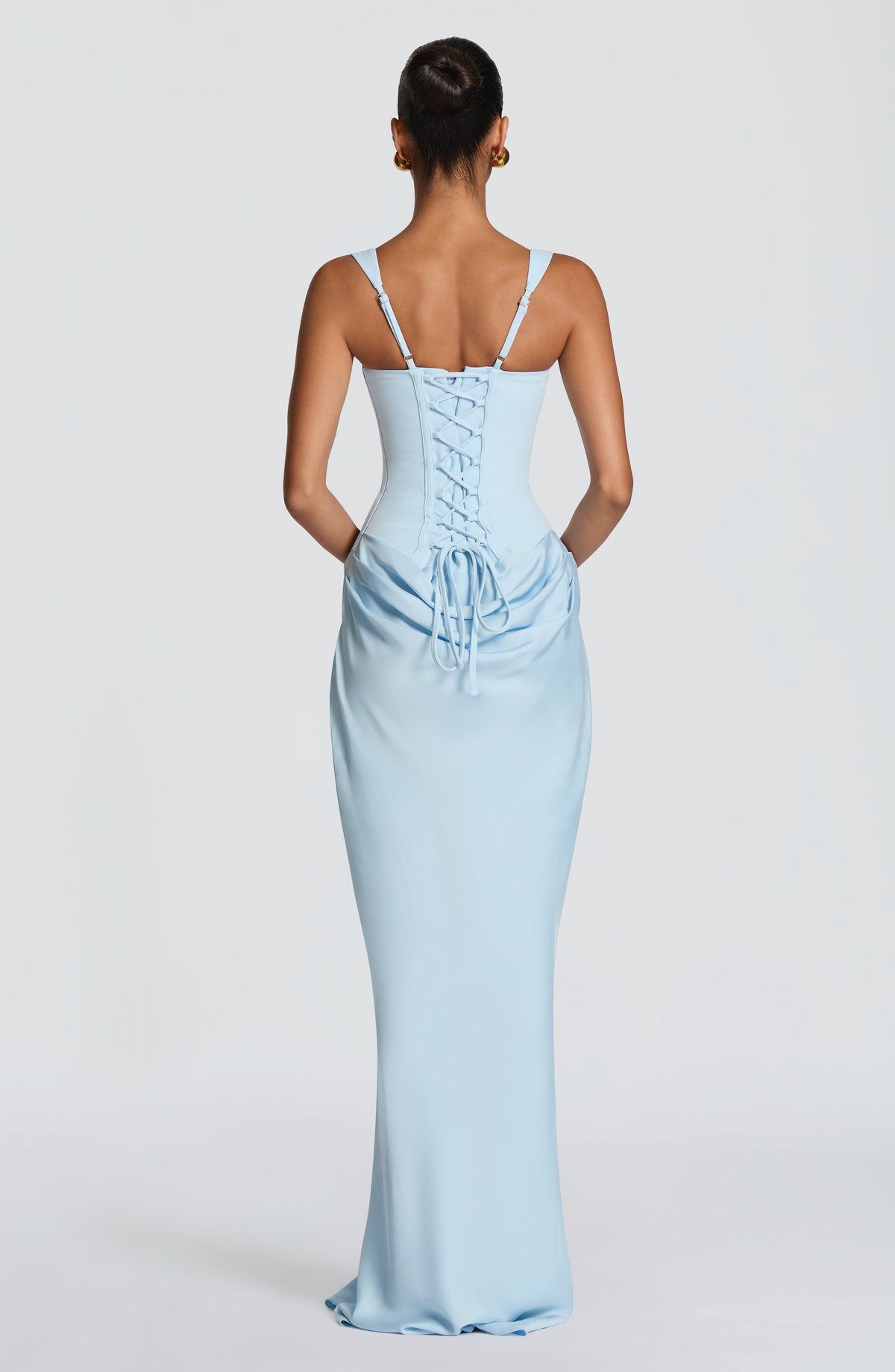 Caroline | Draped Square Neck Corset Back Maxi Dress