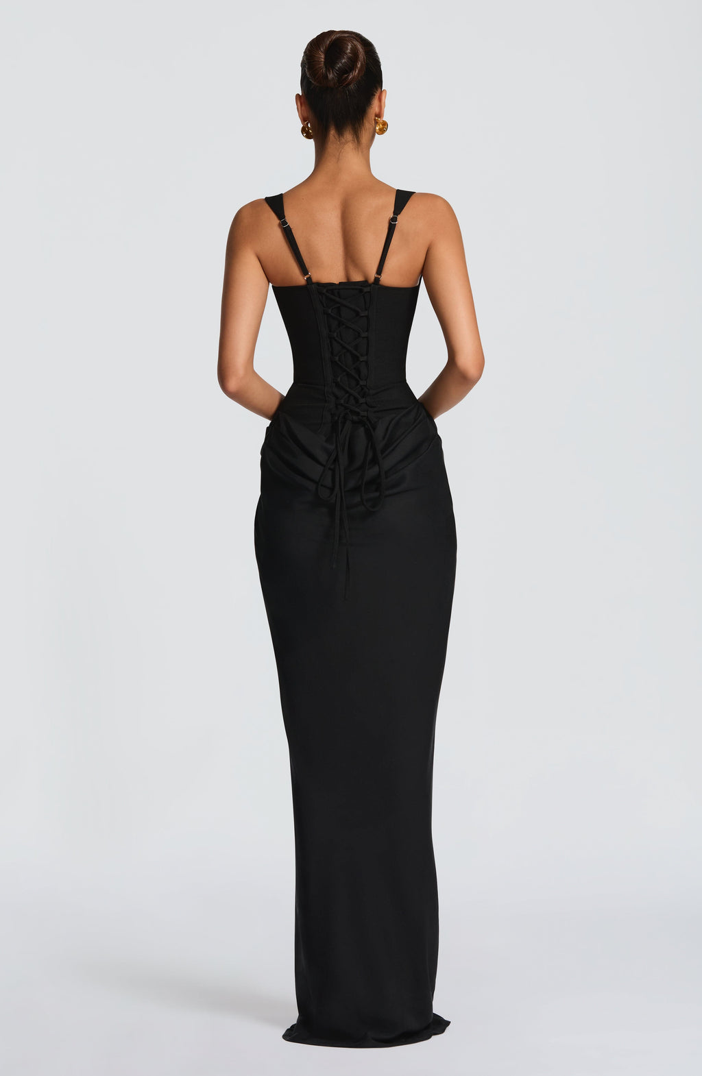 Caroline | Draped Square Neck Corset Back Maxi Dress