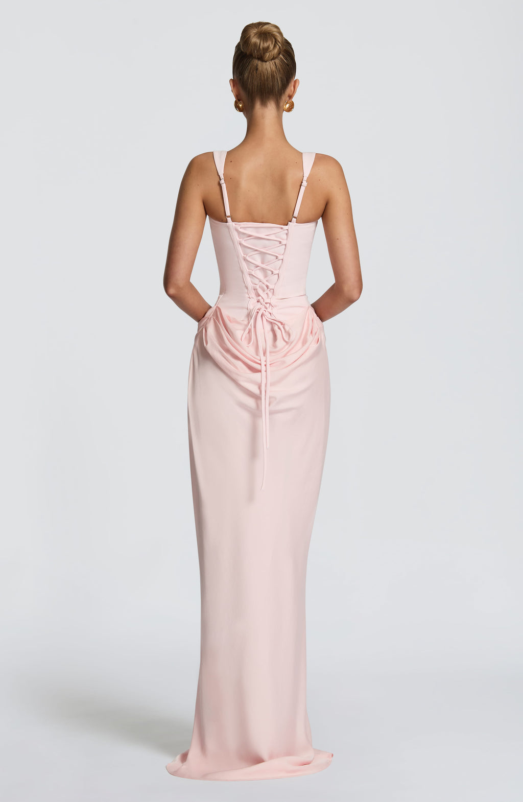 Caroline | Draped Square Neck Corset Back Maxi Dress