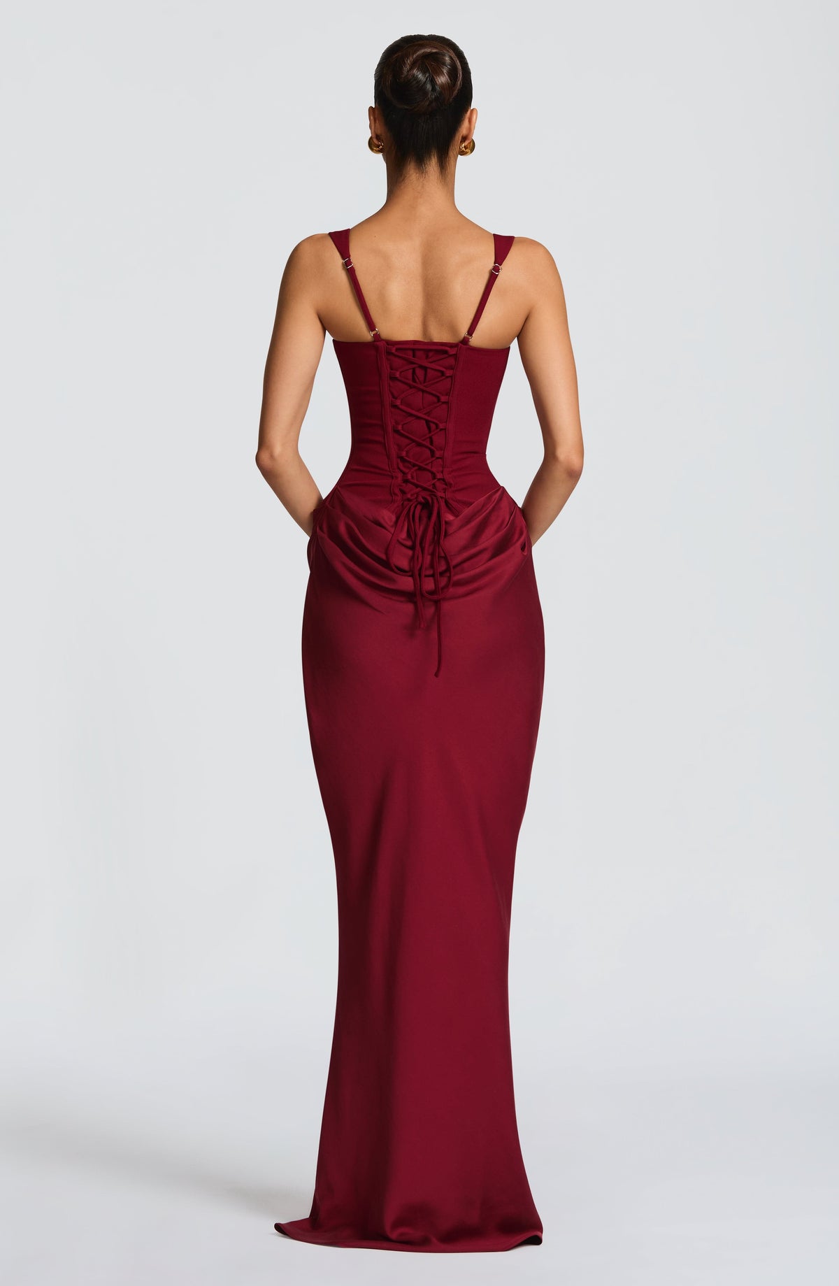 Caroline | Draped Square Neck Corset Back Maxi Dress
