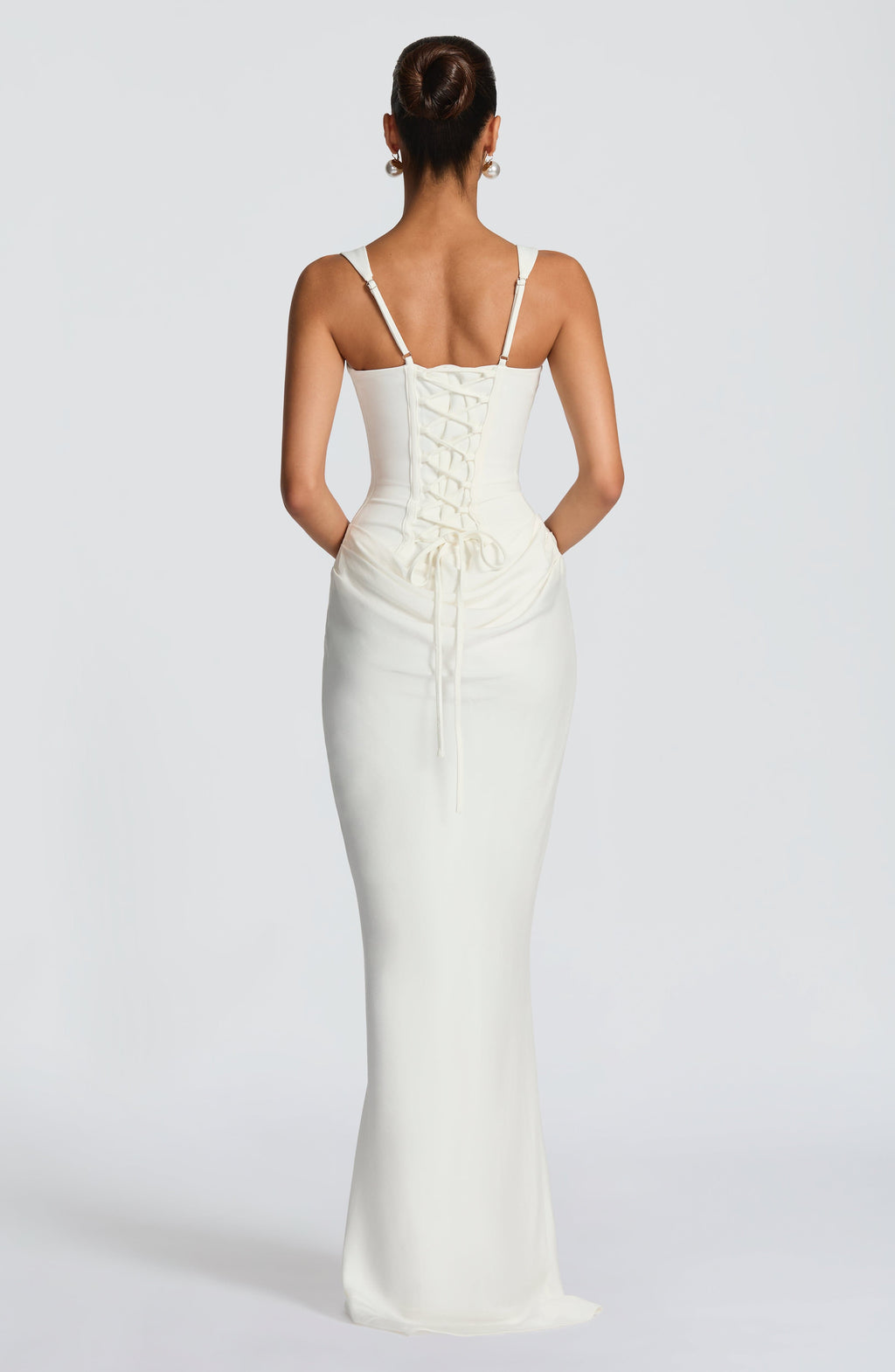 Caroline | Draped Square Neck Corset Back Maxi Dress