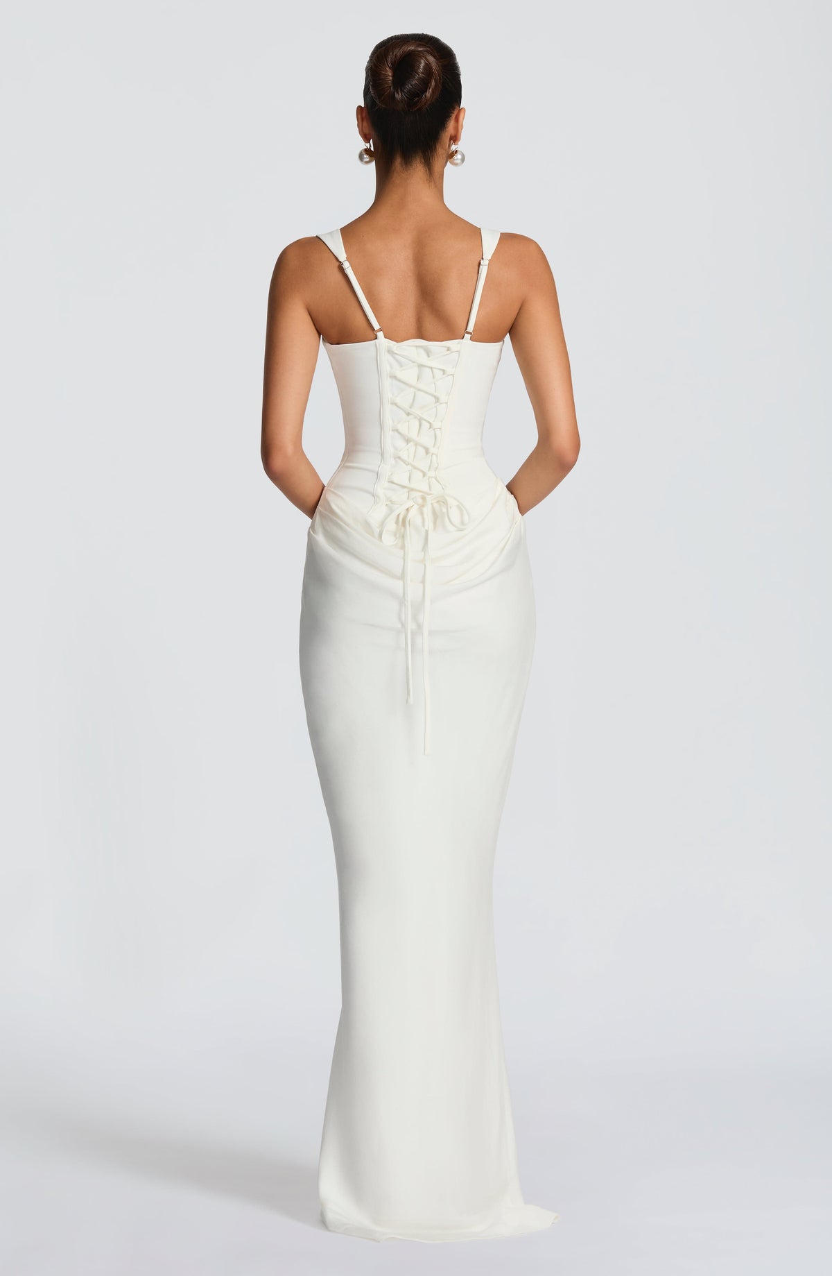 Caroline | Draped Square Neck Corset Back Maxi Dress