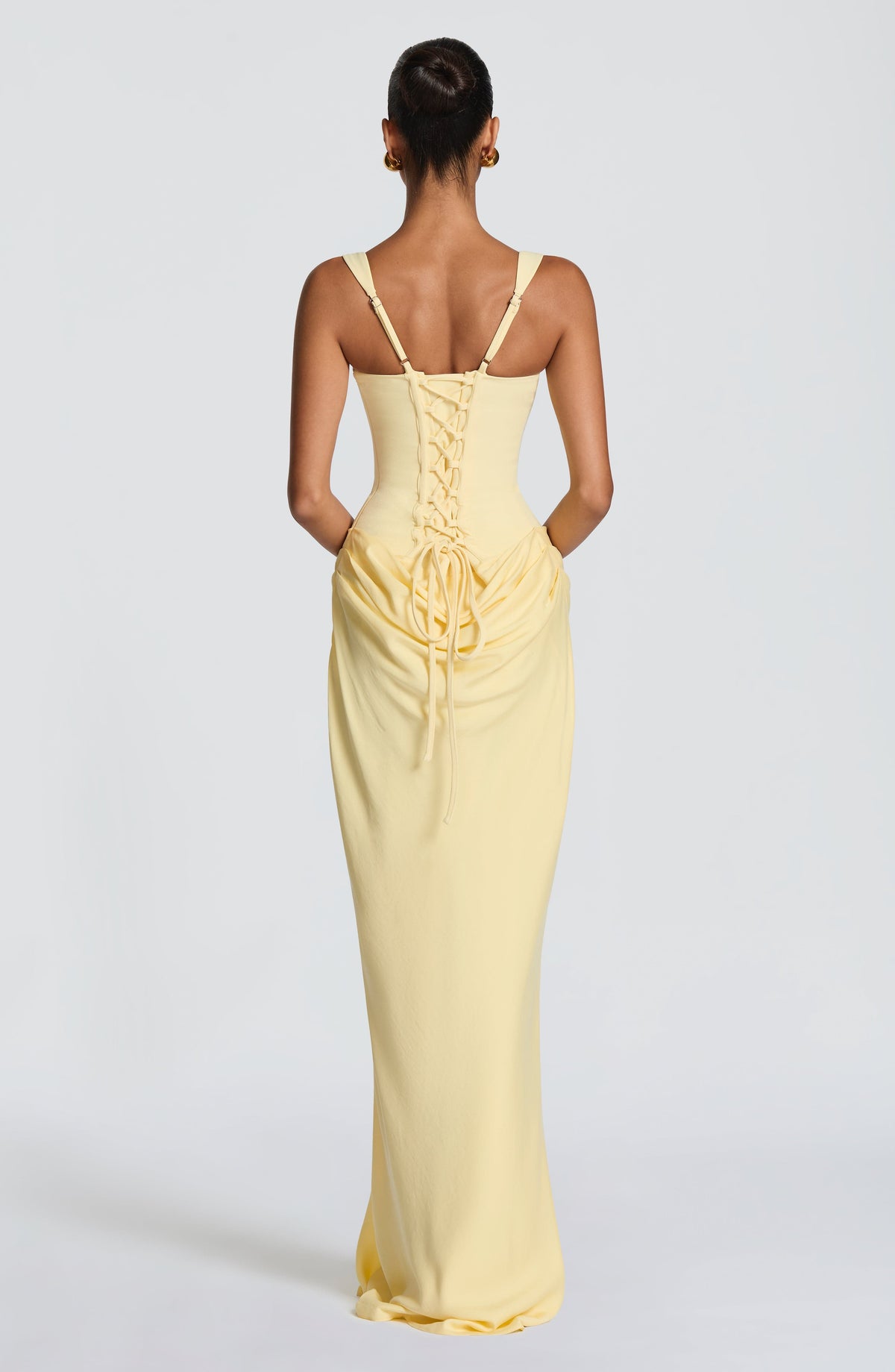 Caroline | Draped Square Neck Corset Back Maxi Dress