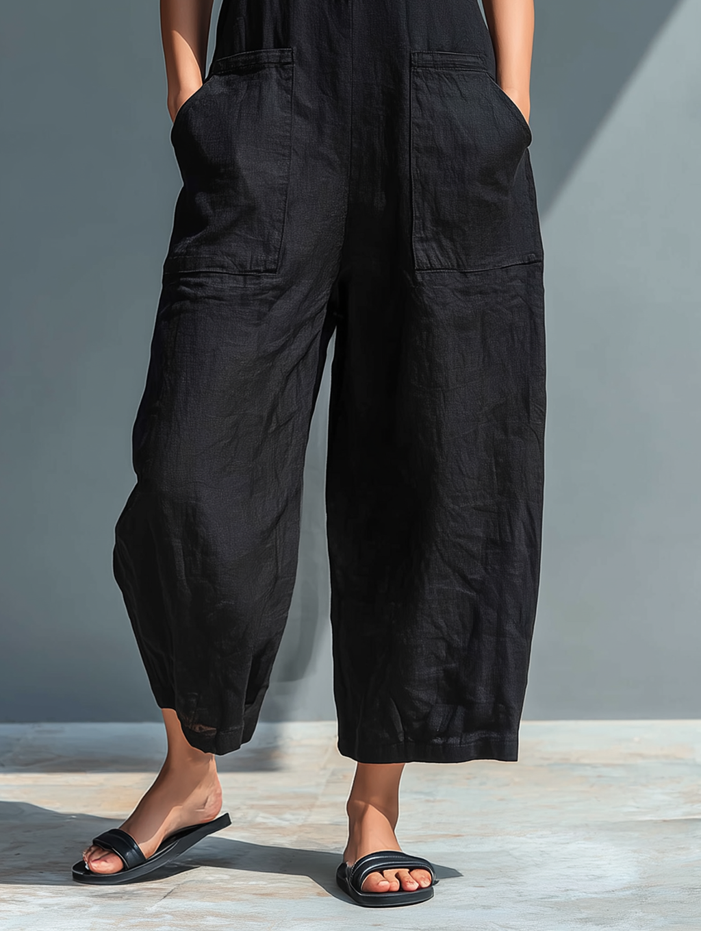 Georgia | Linen Blend Button Front Sleeveless Holiday Jumpsuit