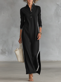 Matilda | Button Down Collar Sweatshirt Maxi Dress