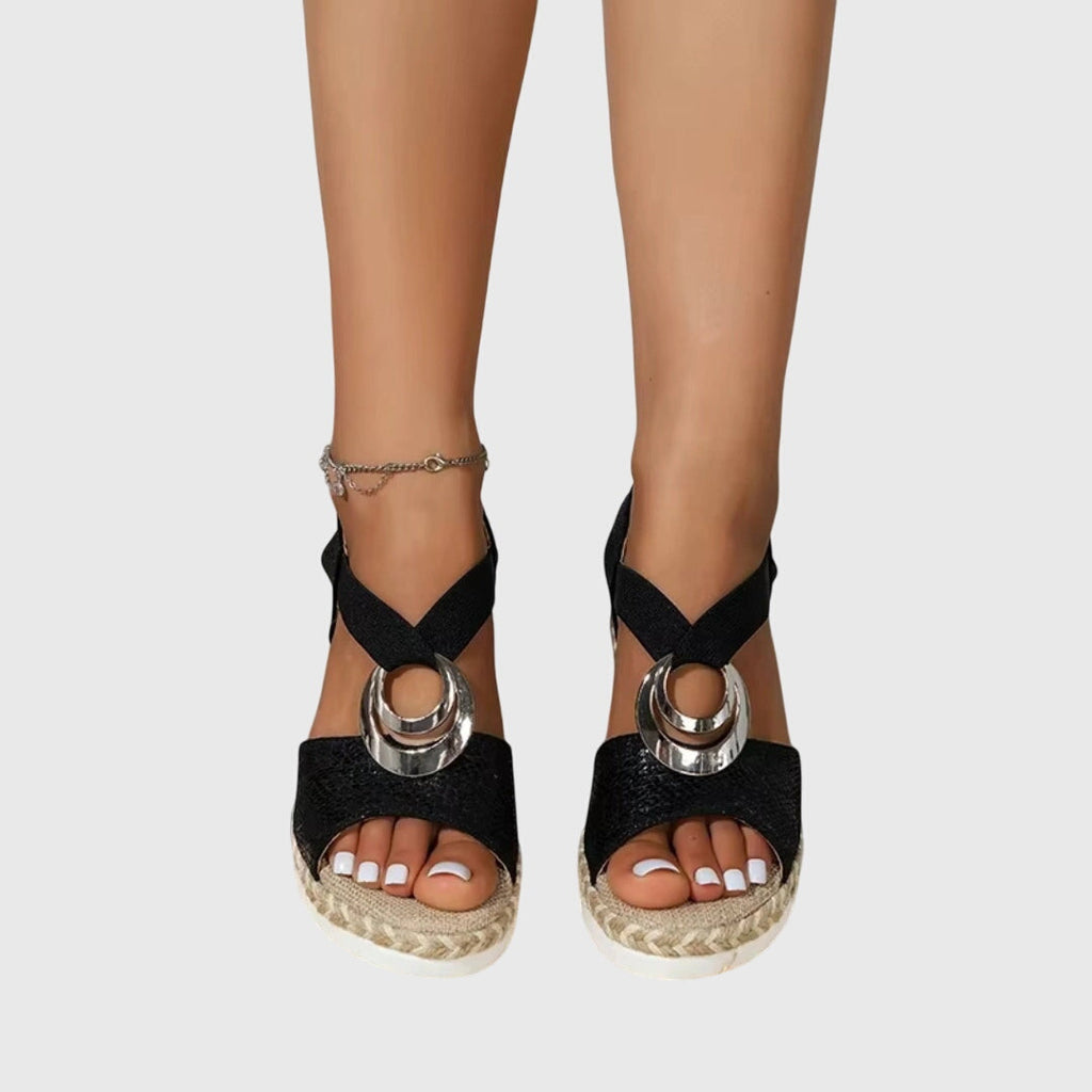 Olivia orthopedic ring-detail espadrille sandals — detail view