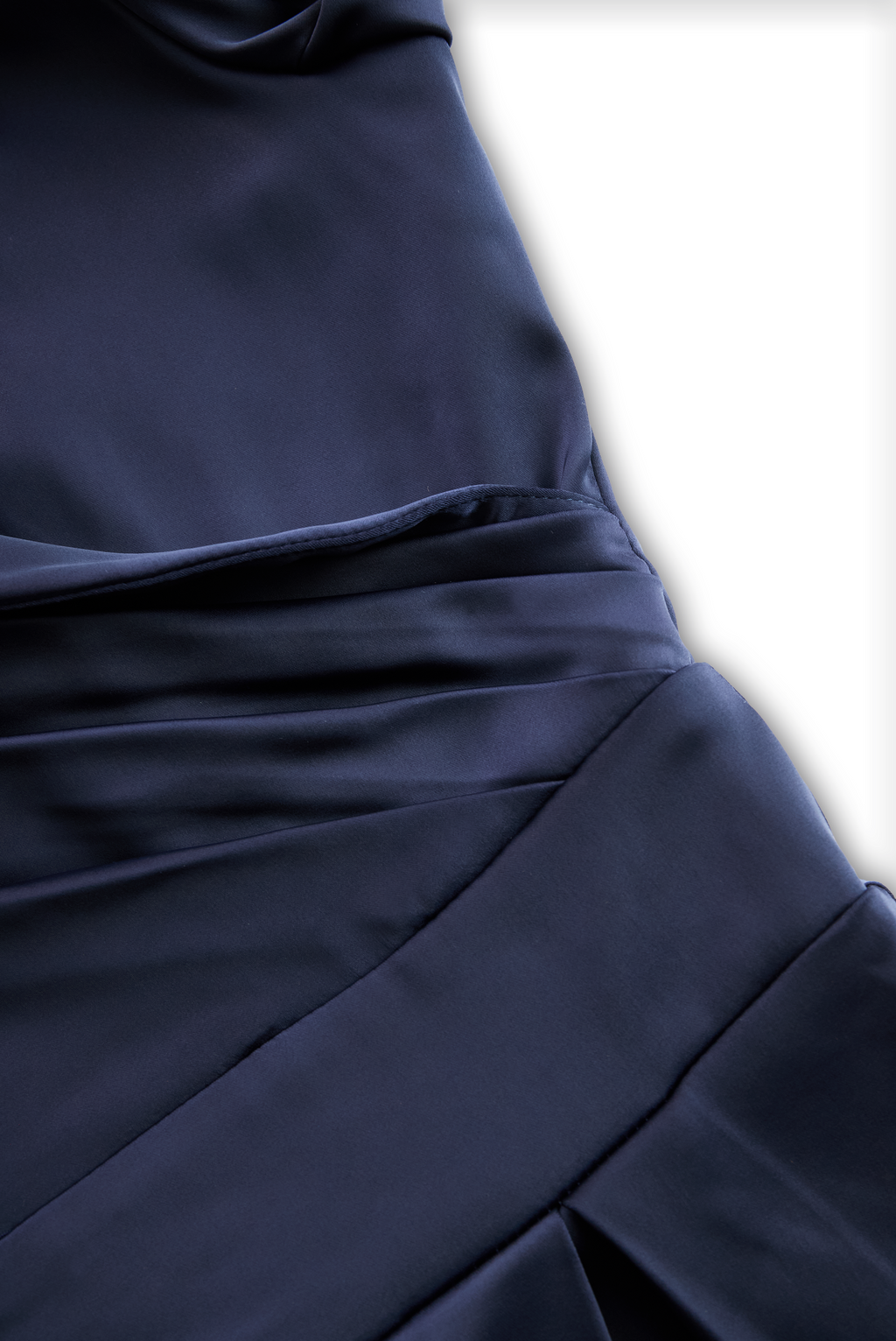 Satin shawl collar cocktail midi dress with pleated wrap bodice and A-line skirt - view 10