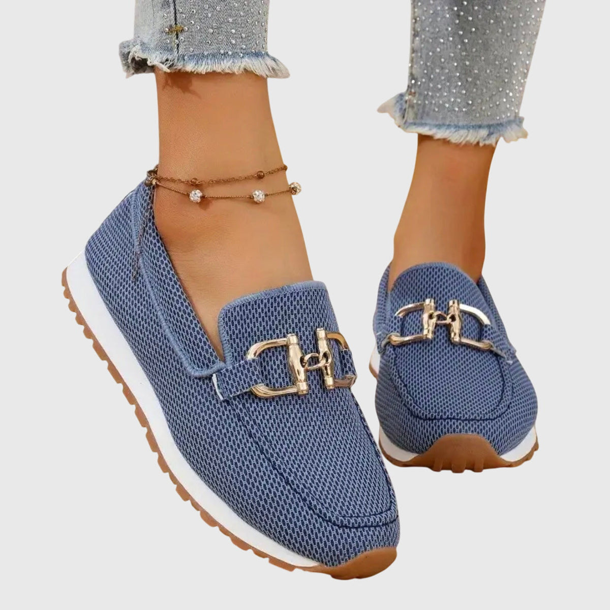 Nadia orthopedic horsebit knit loafers — detail view