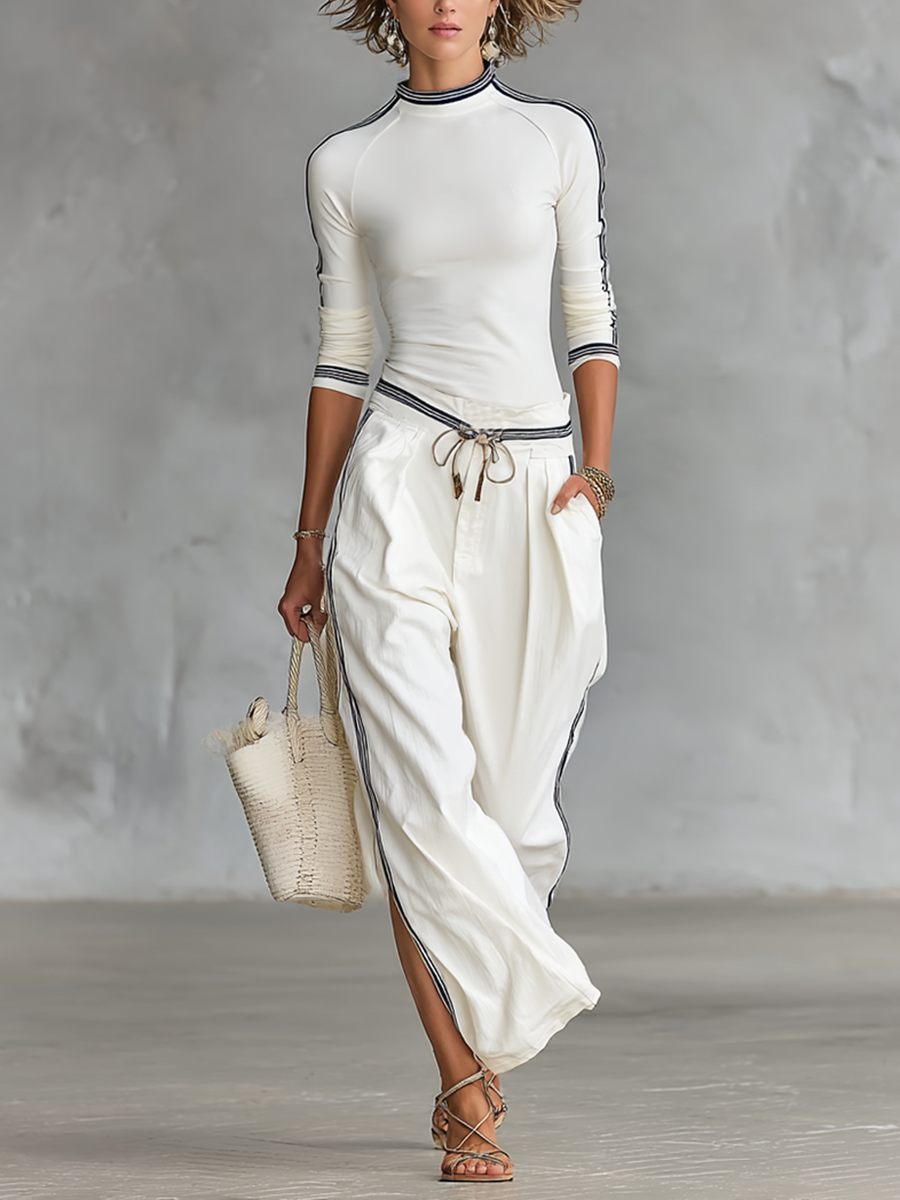 Ivy | Long Sleeve Top and Wide Leg Pants Two Piece Set