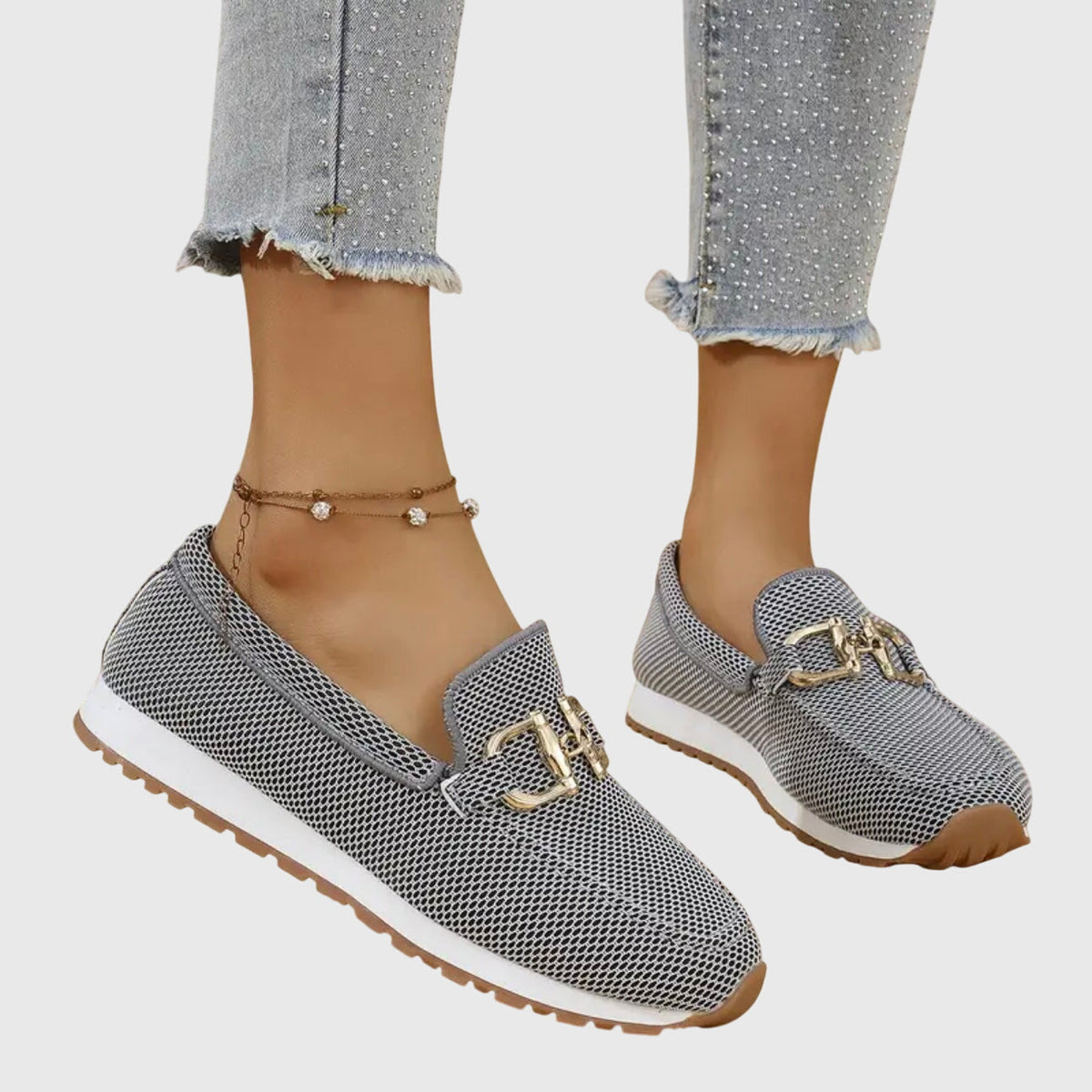 Nadia orthopedic horsebit knit loafers — front view