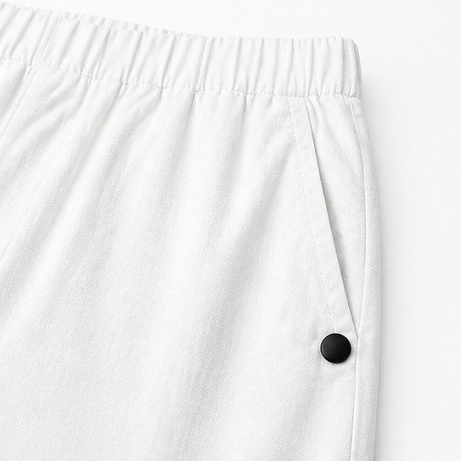 Women's elastic waist capri pants with straight leg and button-trim split hem - view 7