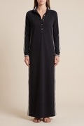 Sloane contrast-trim polo collar column maxi dress — front view