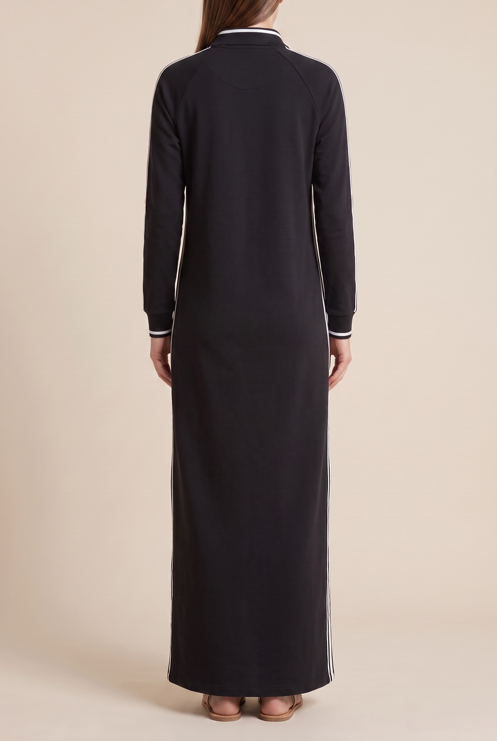 Sloane contrast-trim polo collar column maxi dress — side view