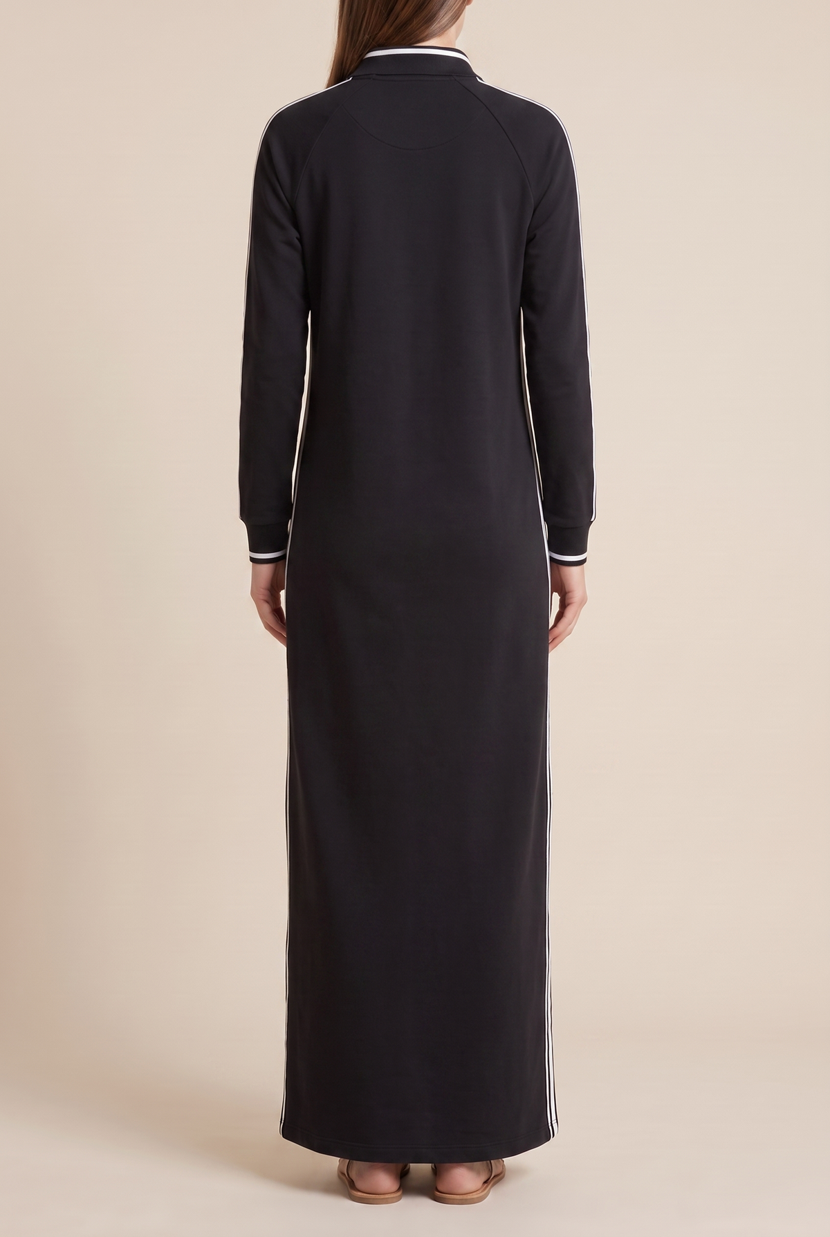 Sloane contrast-trim polo collar column maxi dress — side view