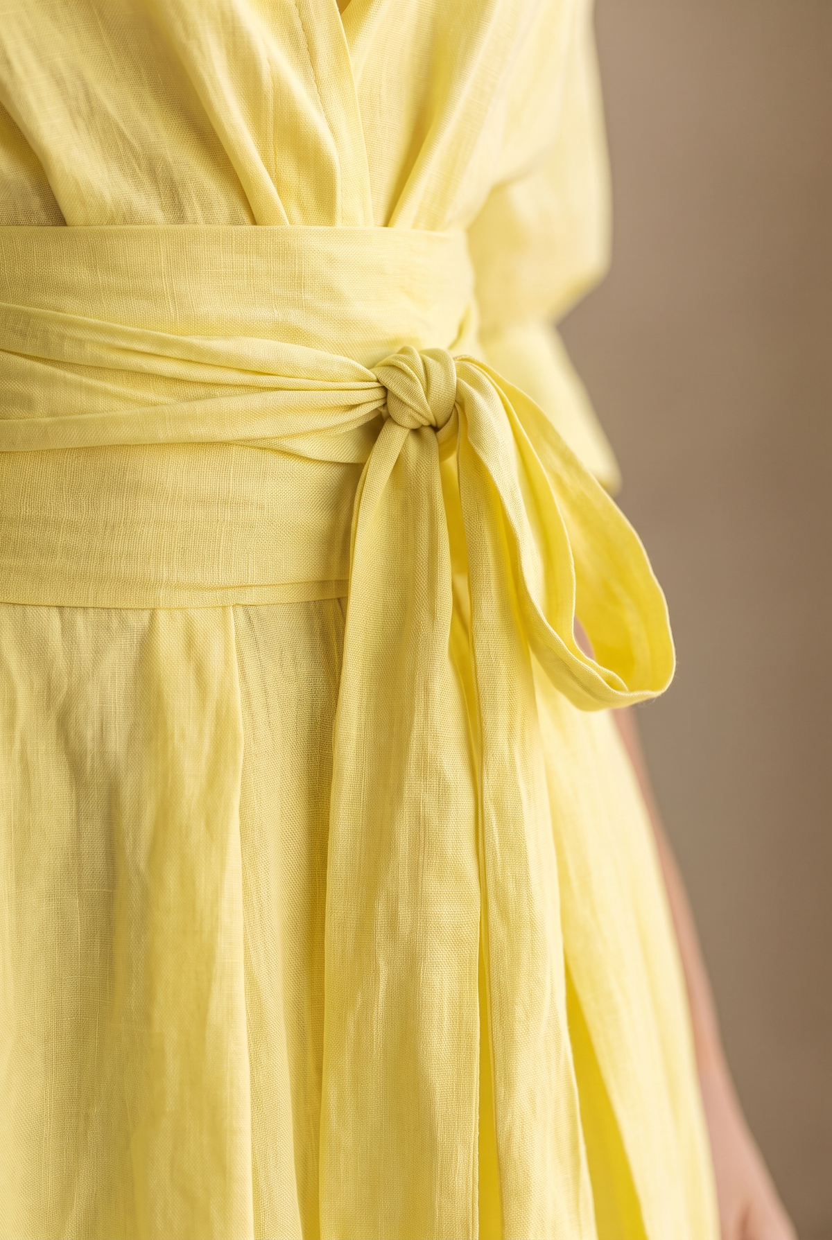 Marina collared sash-tie maxi shirt dress — detail view