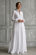 Winnie stand-collar button-front maxi shirt dress — front view