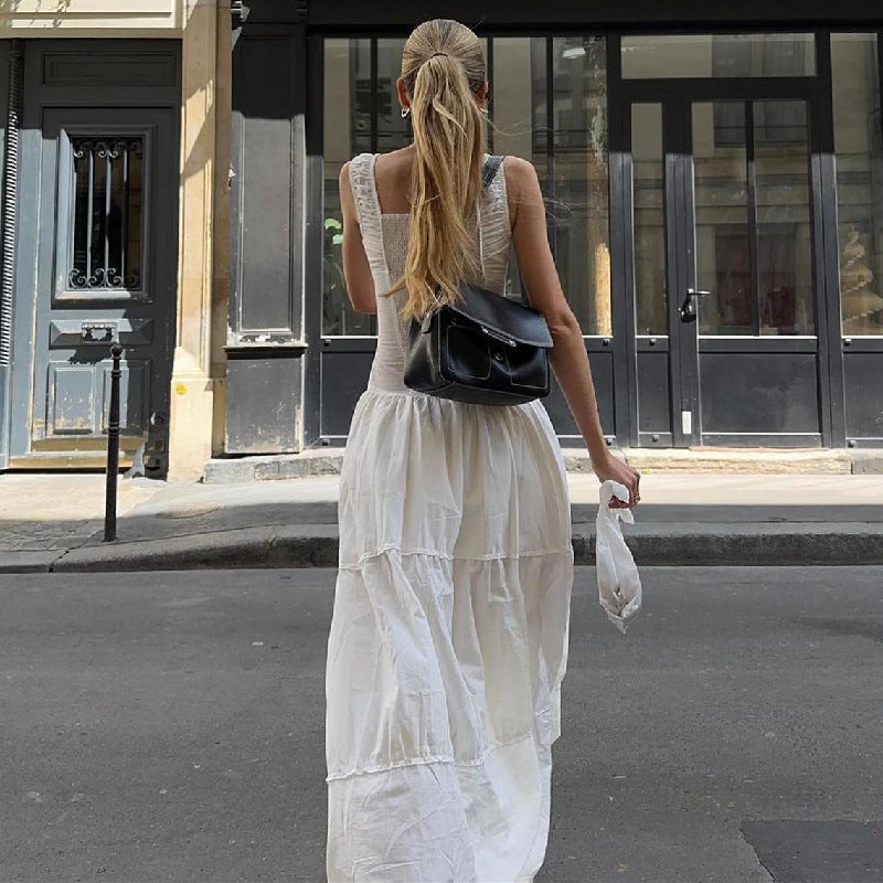 Tiered square neck maxi dress with corset-style button bodice and frilled hem - view 15
