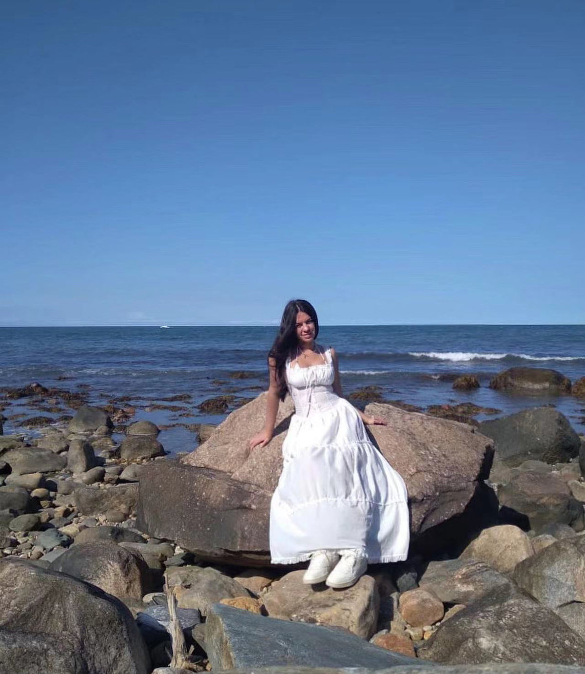 Tiered square neck maxi dress with corset-style button bodice and frilled hem - view 9