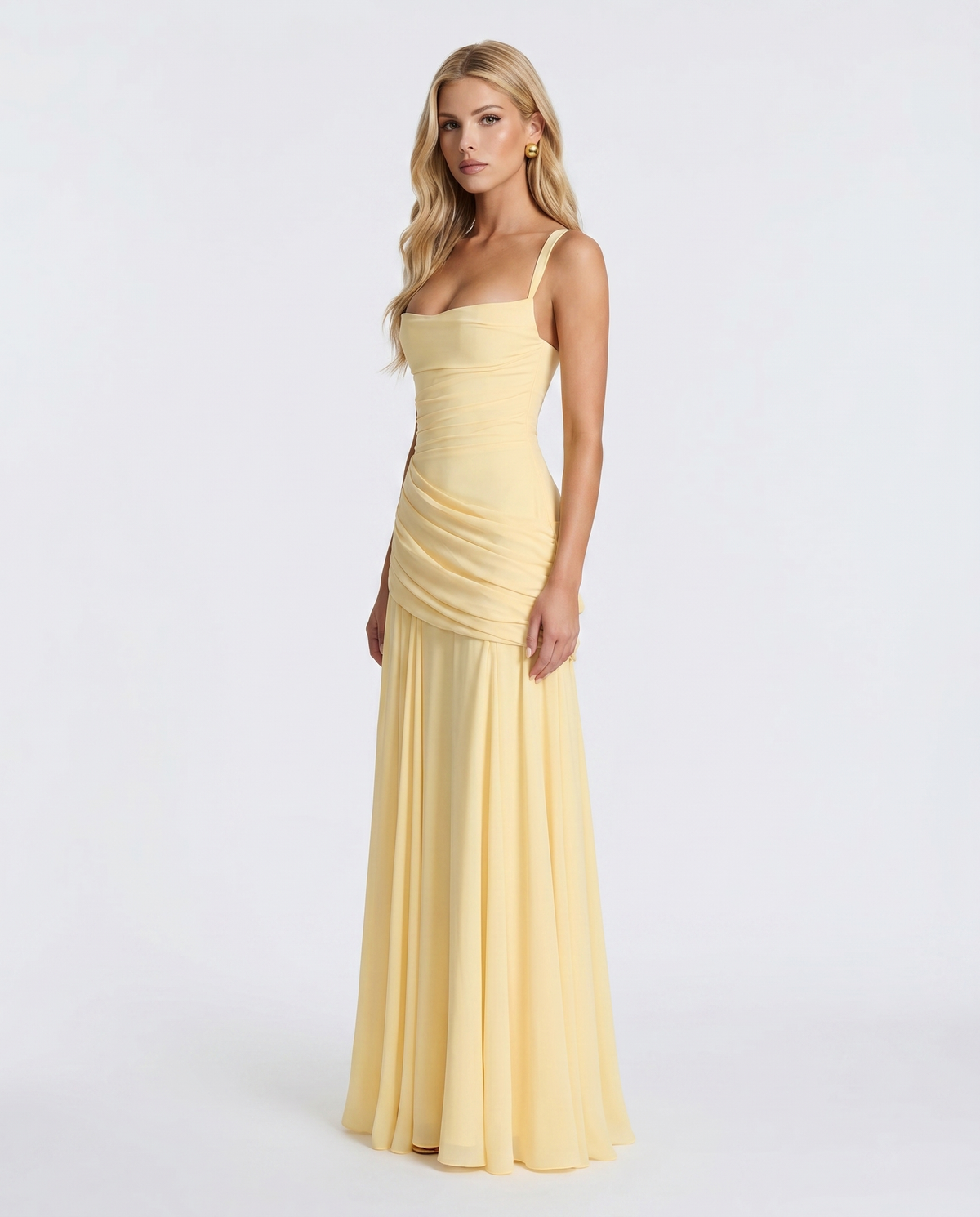 Lottie | Ruched Lace Up Formal Maxi Dress