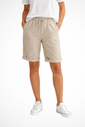 Women's drawstring linen shorts with pockets and rolled cuffs