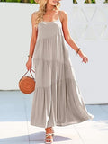 Lola tiered maxi dress for women with spaghetti straps and asymmetric tiers