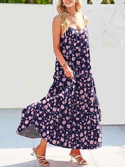 Lola tiered maxi dress for women with spaghetti straps and asymmetric tiers - view 11
