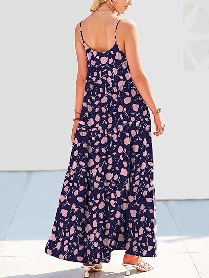 Lola tiered maxi dress for women with spaghetti straps and asymmetric tiers - view 12
