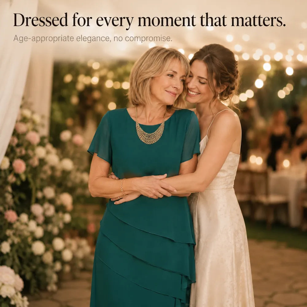 Woman wearing a tiered midi dress with sheer short sleeves for a formal event - view 9