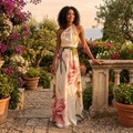 Gemma | Floral Print Halter Neck Holiday Maxi Dress