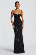 Pale yellow floral dress with corset bodice, sweetheart neckline and lace-up open back - view 10